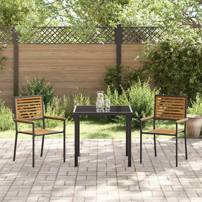 Garden Stacking Chairs 2 pcs Brown and Black