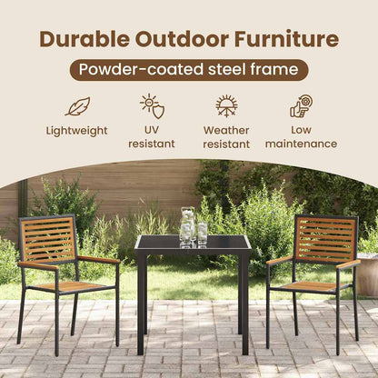 Garden Stacking Chairs 2 pcs Brown and Black 54 x 56 x 90 cm