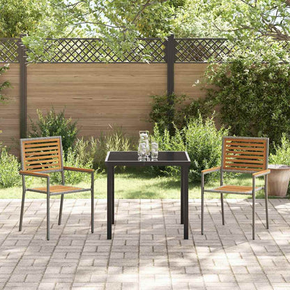 Garden Stacking Chairs 2 pcs Brown and Grey 54 x 56 x 90 cm
