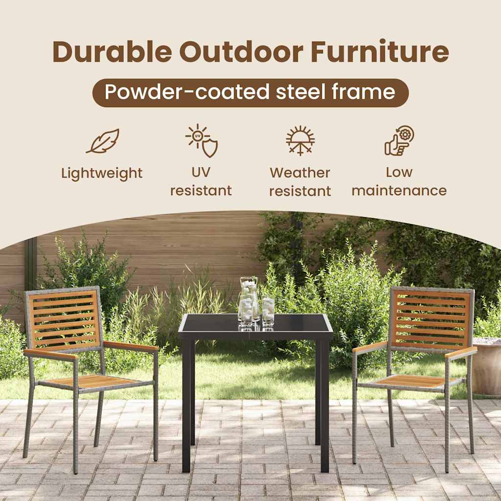 Garden Stacking Chairs 2 pcs Brown and Grey 54 x 56 x 90 cm