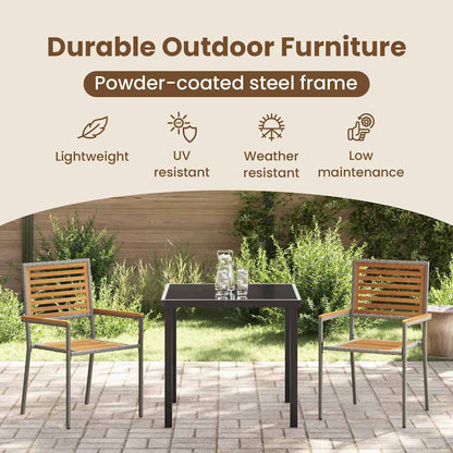 Garden Stacking Chairs 2 pcs Brown and Grey 54 x 56 x 90 cm