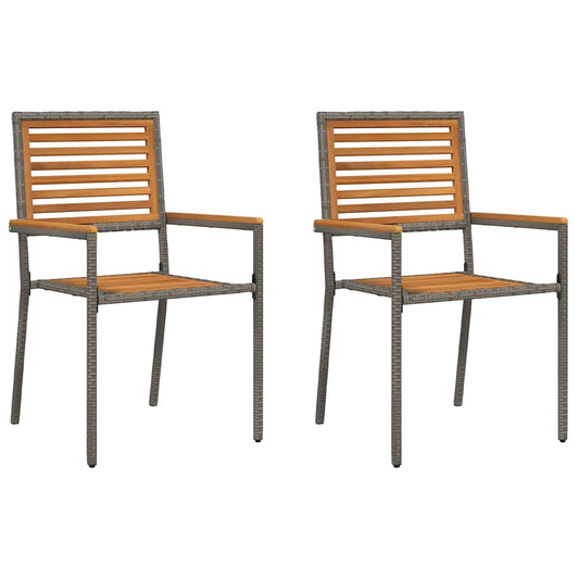 Garden Stacking Chairs 2 pcs Brown and Grey 54 x 56 x 90 cm