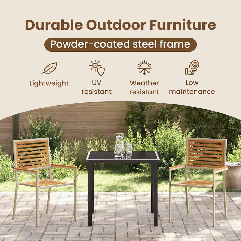 Garden Stacking Chairs 2 pcs Brown and Beige 54 x 56 x 90 cm