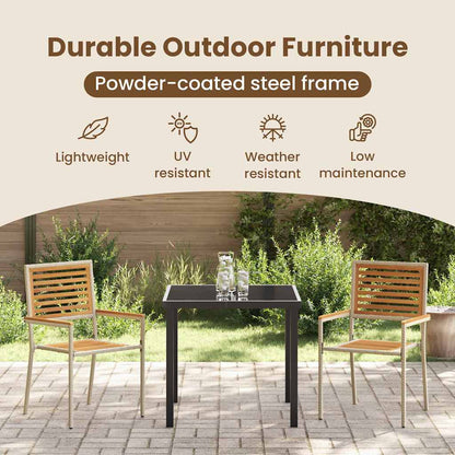 Garden Stacking Chairs 2 pcs Brown and Beige 54 x 56 x 90 cm