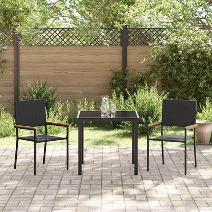 Garden Stacking Chairs 2 pcs Black and Brown 54 x 56 x 90 cm