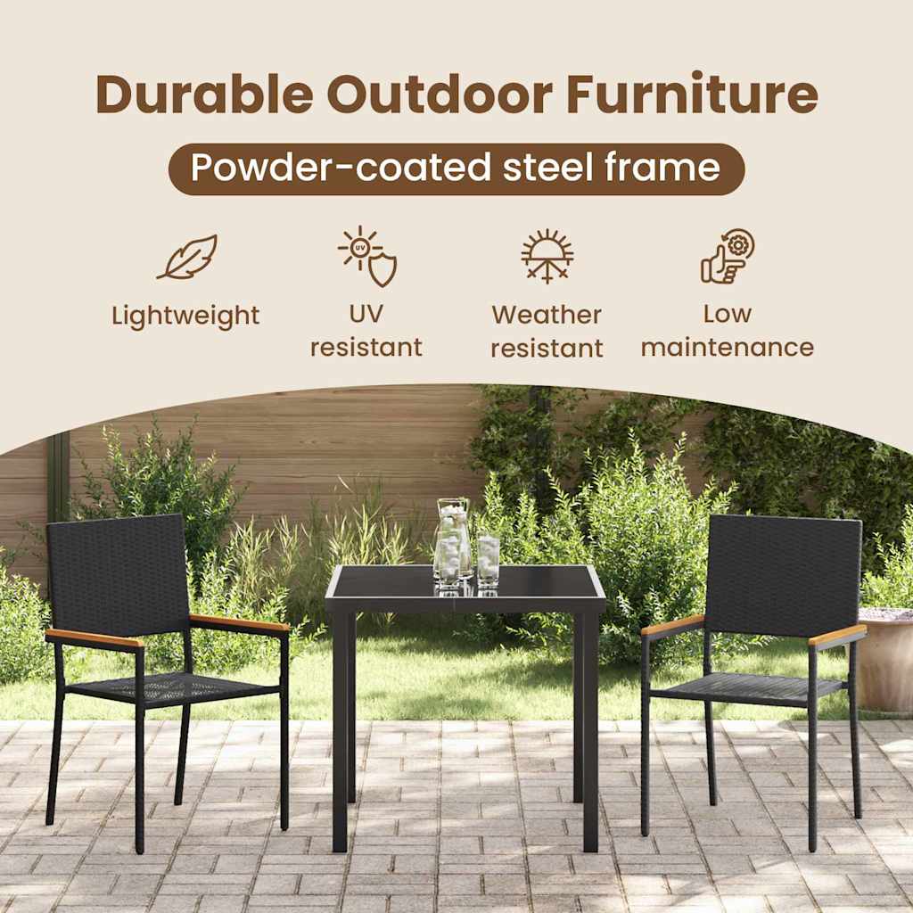 Garden Stacking Chairs 2 pcs Black and Brown 54 x 56 x 90 cm