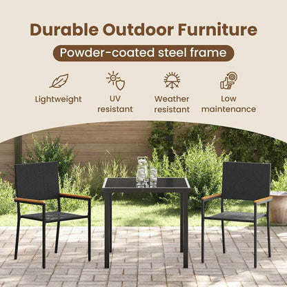 Garden Stacking Chairs 2 pcs Black and Brown 54 x 56 x 90 cm