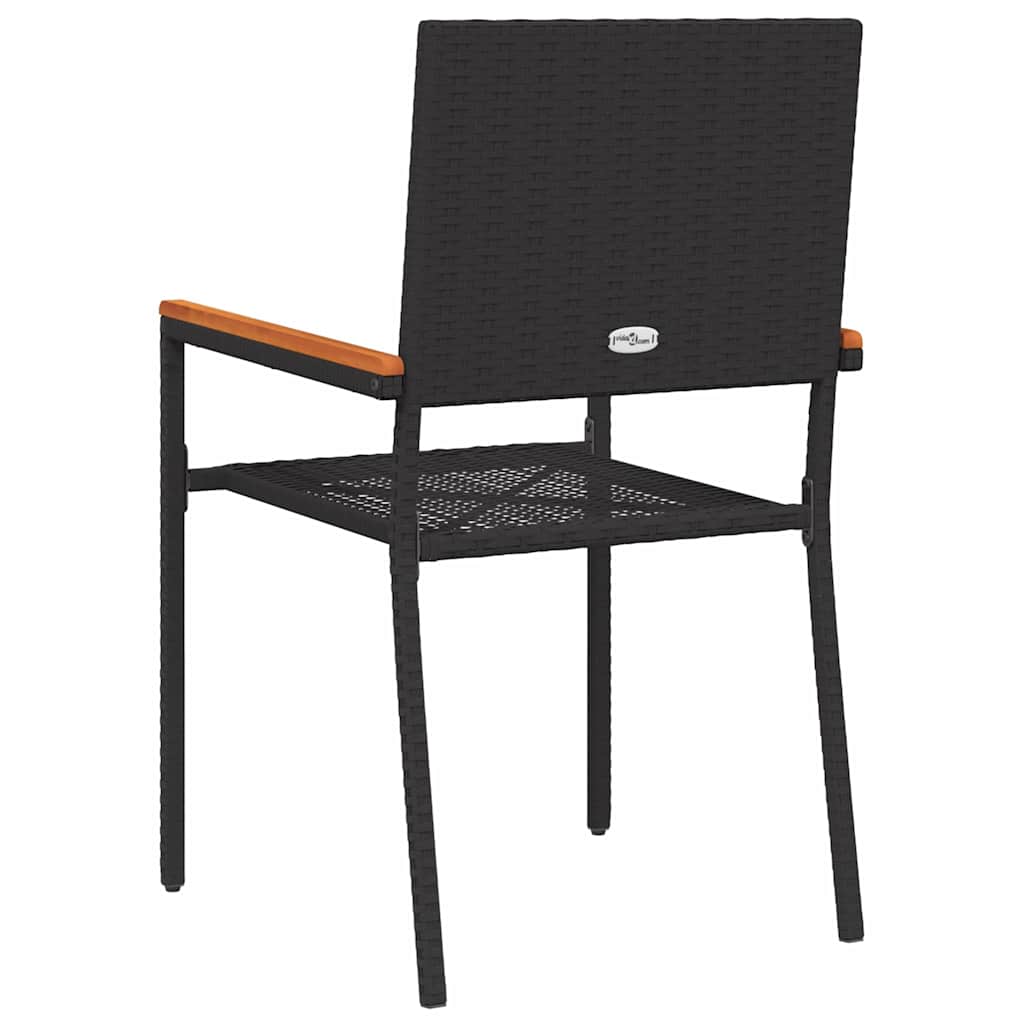Garden Stacking Chairs 2 pcs Black and Brown 54 x 56 x 90 cm