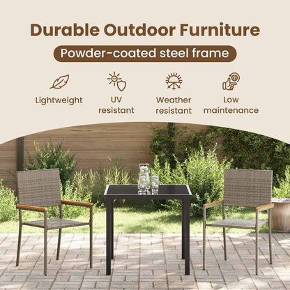 Garden Stacking Chairs 2 pcs Grey and Brown 54 x 56 x 90 cm