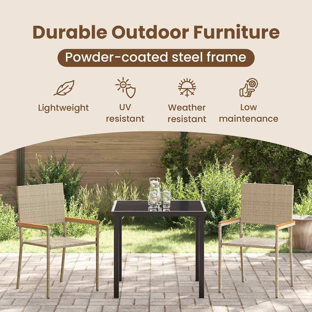 Garden Stacking Chairs 2 pcs Cream and Brown 54 x 56 x 90 cm