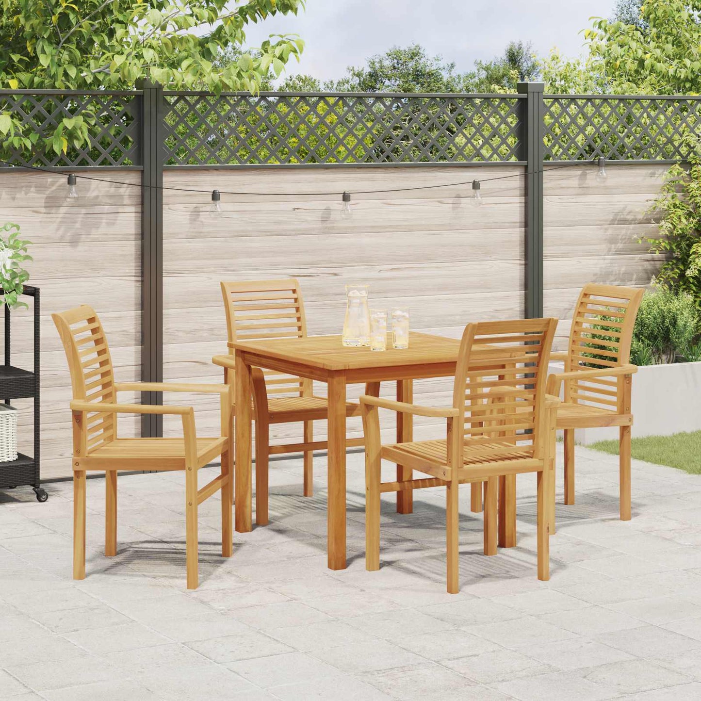 Dining Chair 4 pcs Brown 62 x 55 x 94 cm Solid Teak Wood
