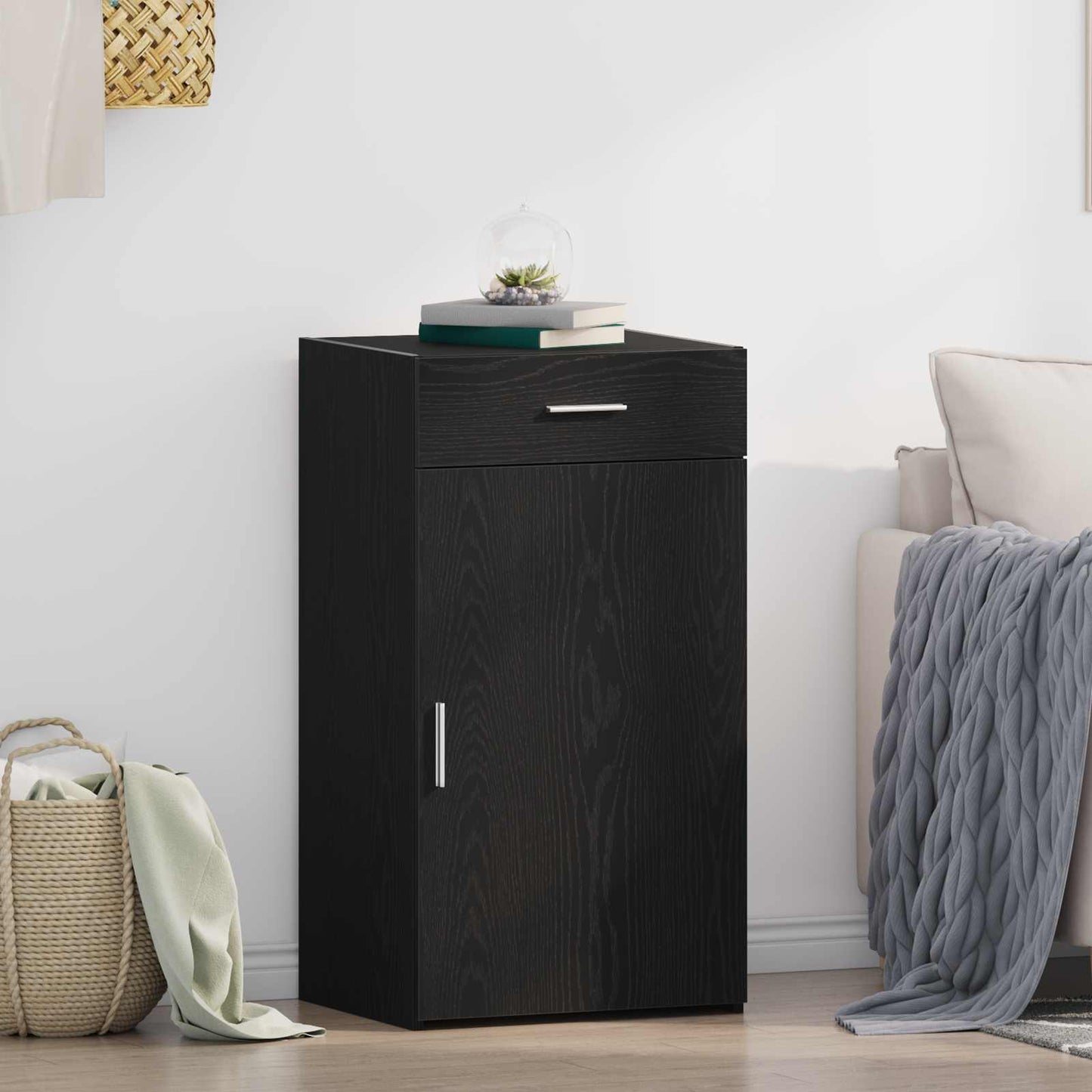 Sideboard with Drawer Black Oak 50 x 42.5 x 93 cm
