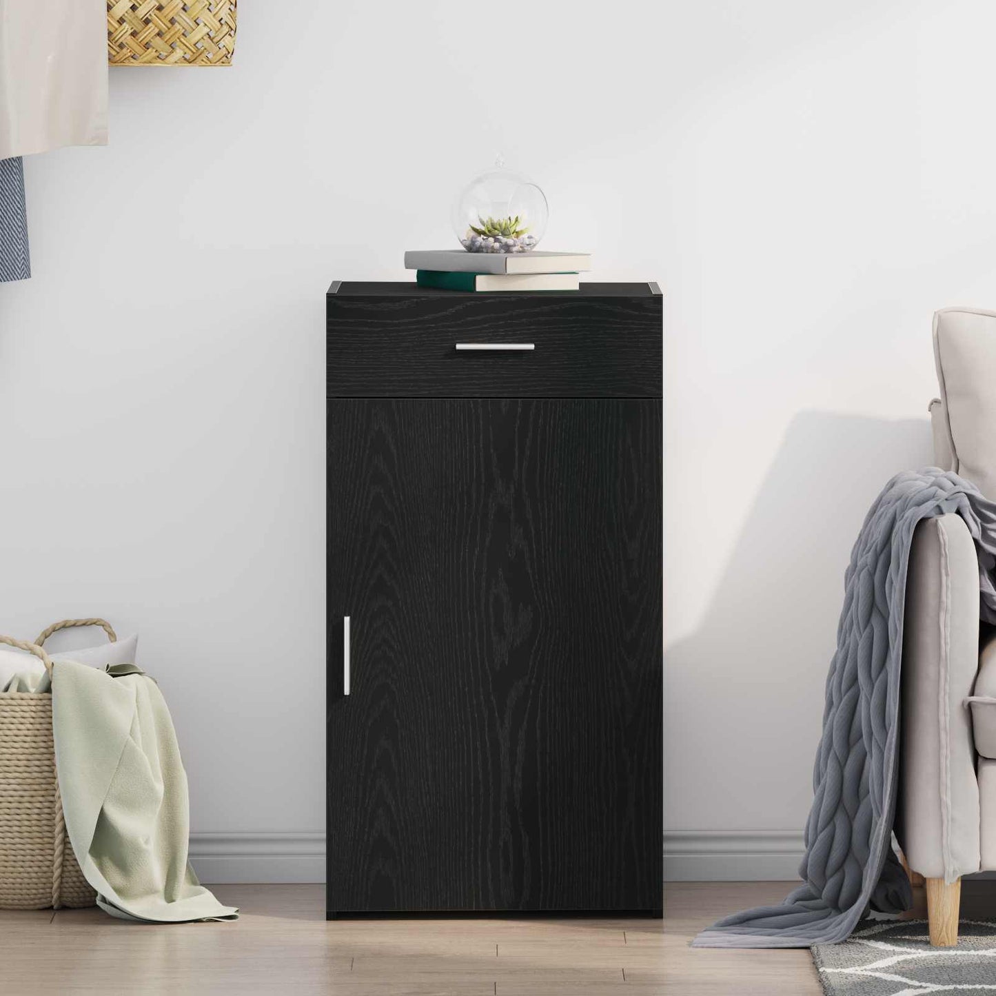Sideboard with Drawer Black Oak 50 x 42.5 x 93 cm