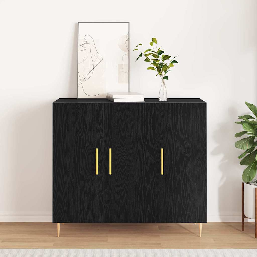 Sideboard Black Oak 90 x 34 x 80 cm Engineered Wood