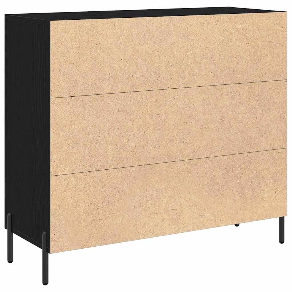 Sideboard Black Oak 90 x 34 x 80 cm Engineered Wood