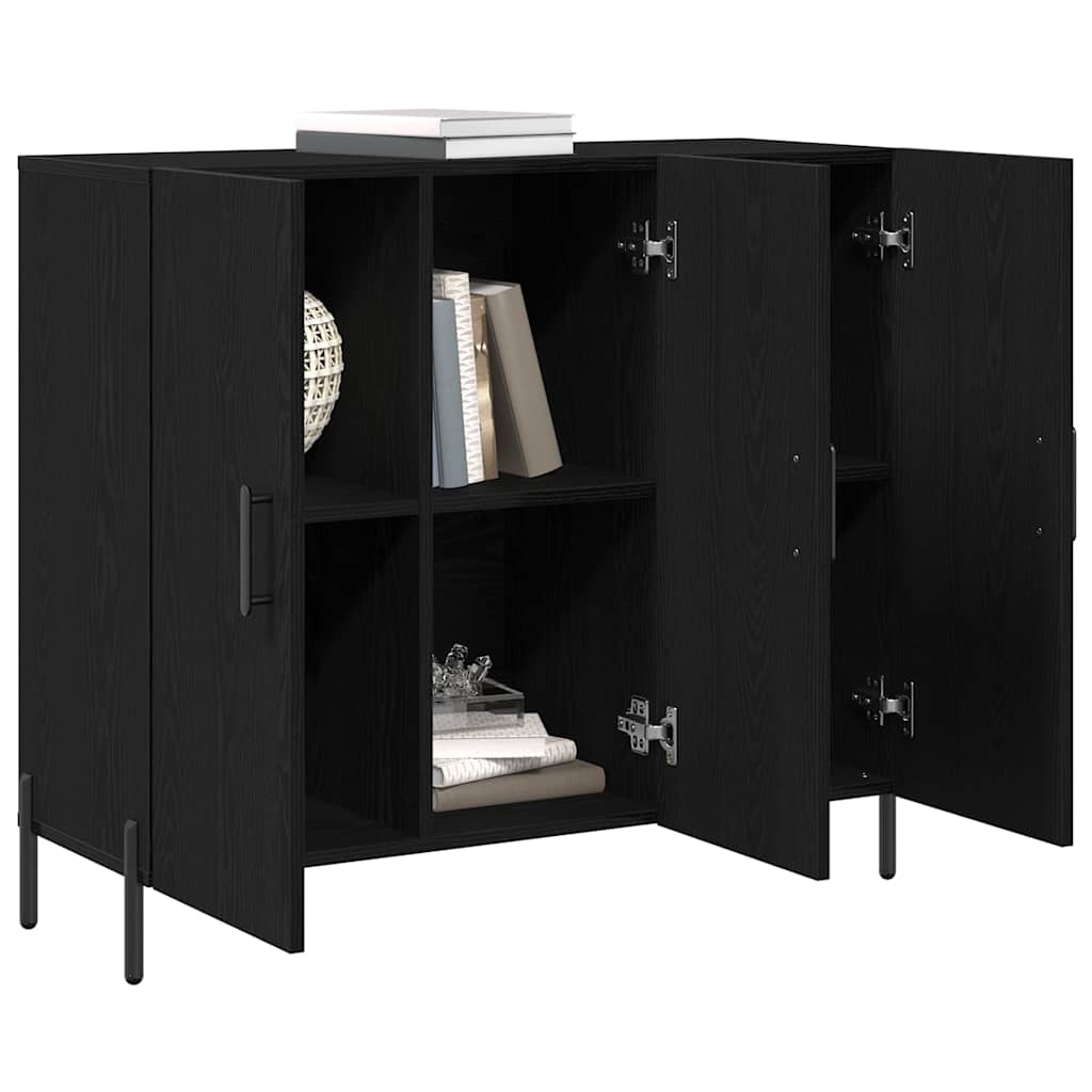 Sideboard Black Oak 90 x 34 x 80 cm Engineered Wood