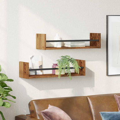 Wall Shelf Wall-mounted 2 pcs Old Wood 60 x 16 x 14 cm