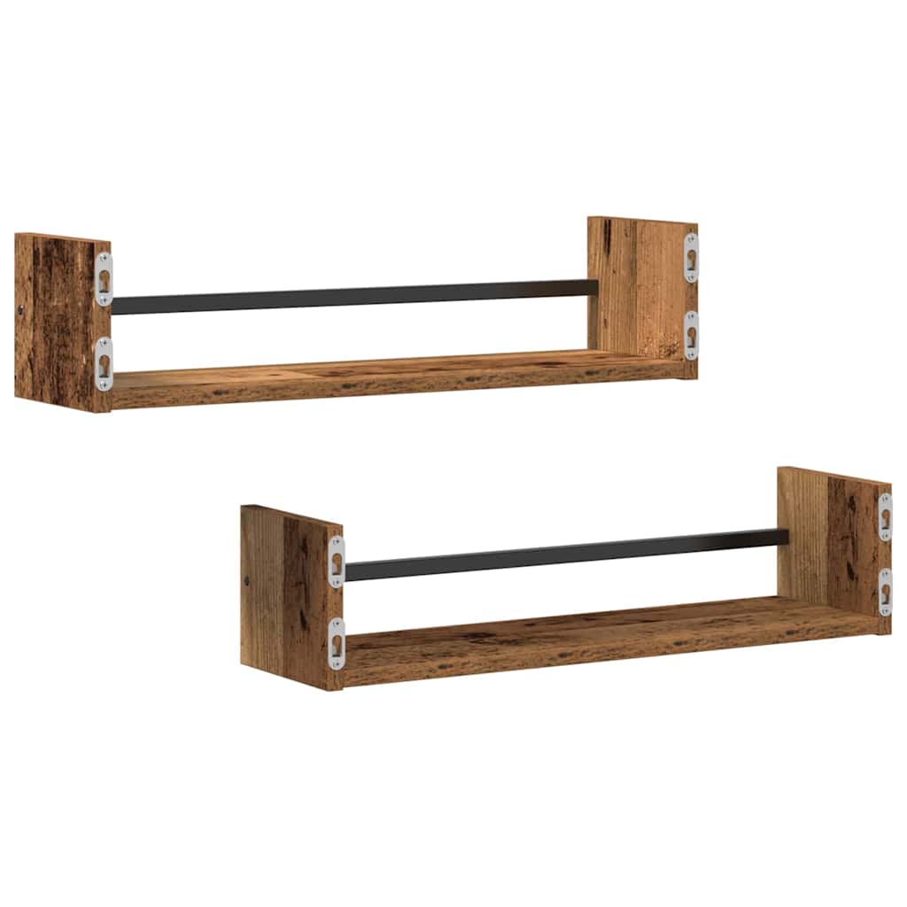 Wall Shelf Wall-mounted 2 pcs Old Wood 60 x 16 x 14 cm