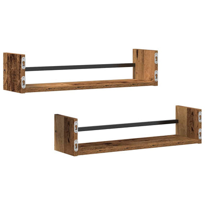 Wall Shelf Wall-mounted 2 pcs Old Wood 60 x 16 x 14 cm