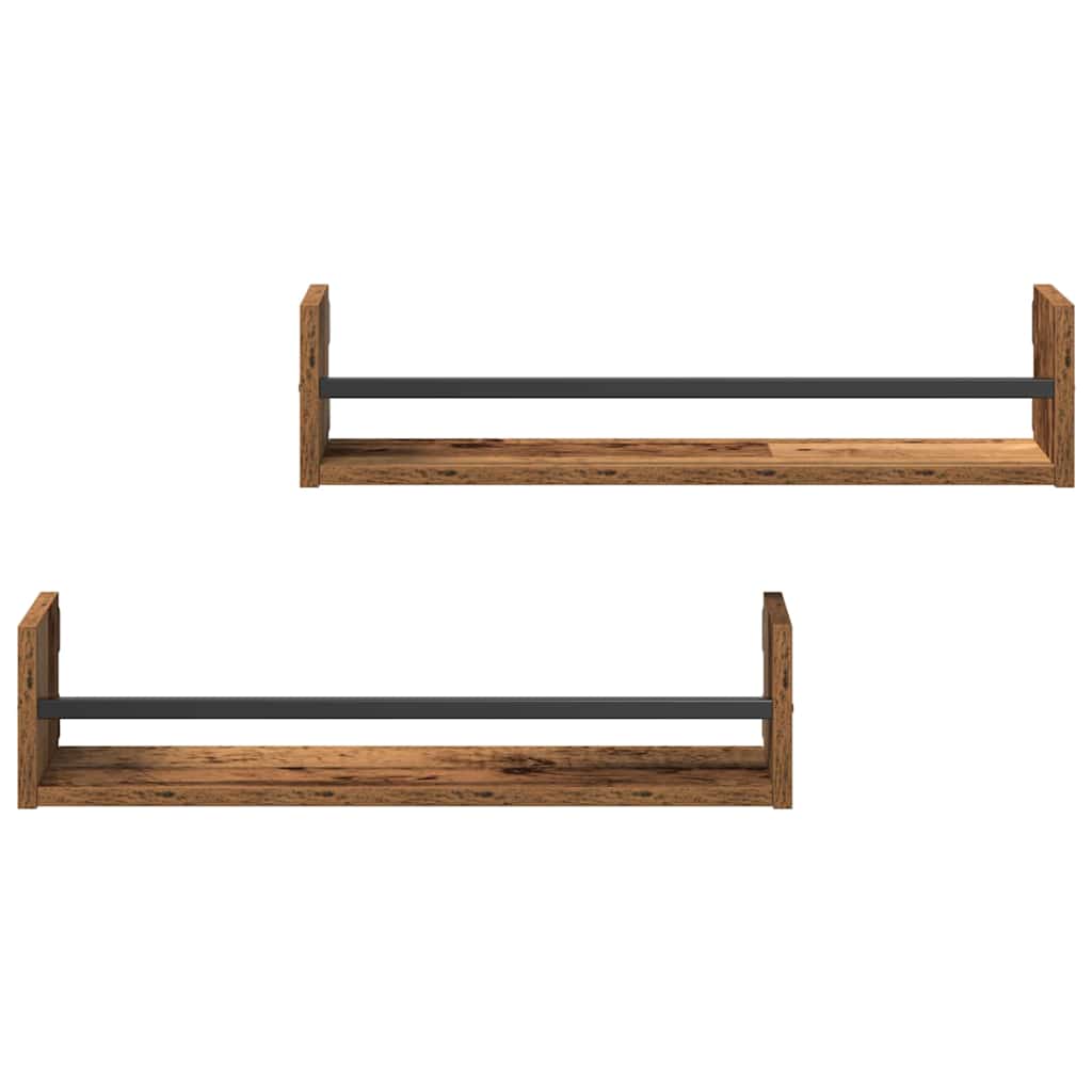 Wall Shelf Wall-mounted 2 pcs Old Wood 60 x 16 x 14 cm