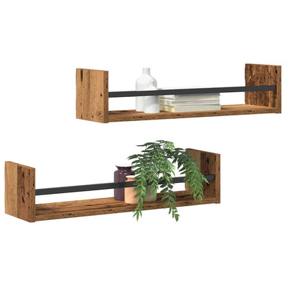 Wall Shelf Wall-mounted 2 pcs Old Wood 60 x 16 x 14 cm