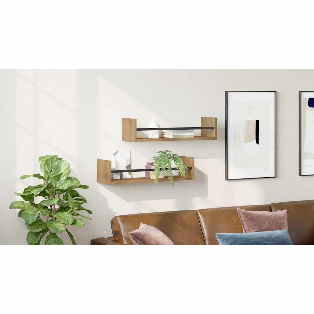 Wall Shelf Wall-mounted 2 pcs Artisan Oak 60 x 16 x 14 cm