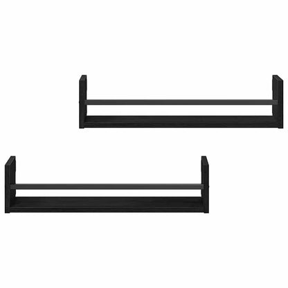 Wall Shelf Wall-mounted 2 pcs Black Oak 60 x 16 x 14 cm