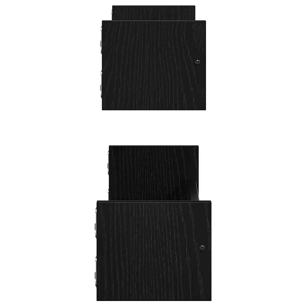 Wall Shelf Wall-mounted 2 pcs Black Oak 60 x 16 x 14 cm
