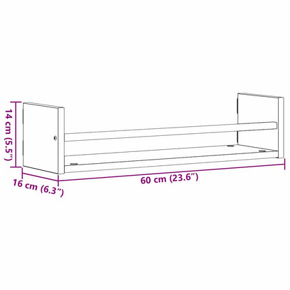 Wall Shelf Wall-mounted 2 pcs Black Oak 60 x 16 x 14 cm