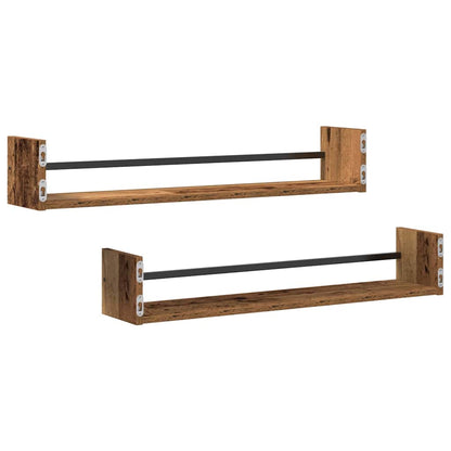Wall Shelf Wall-mounted 2 pcs Old Wood 80 x 16 x 14 cm
