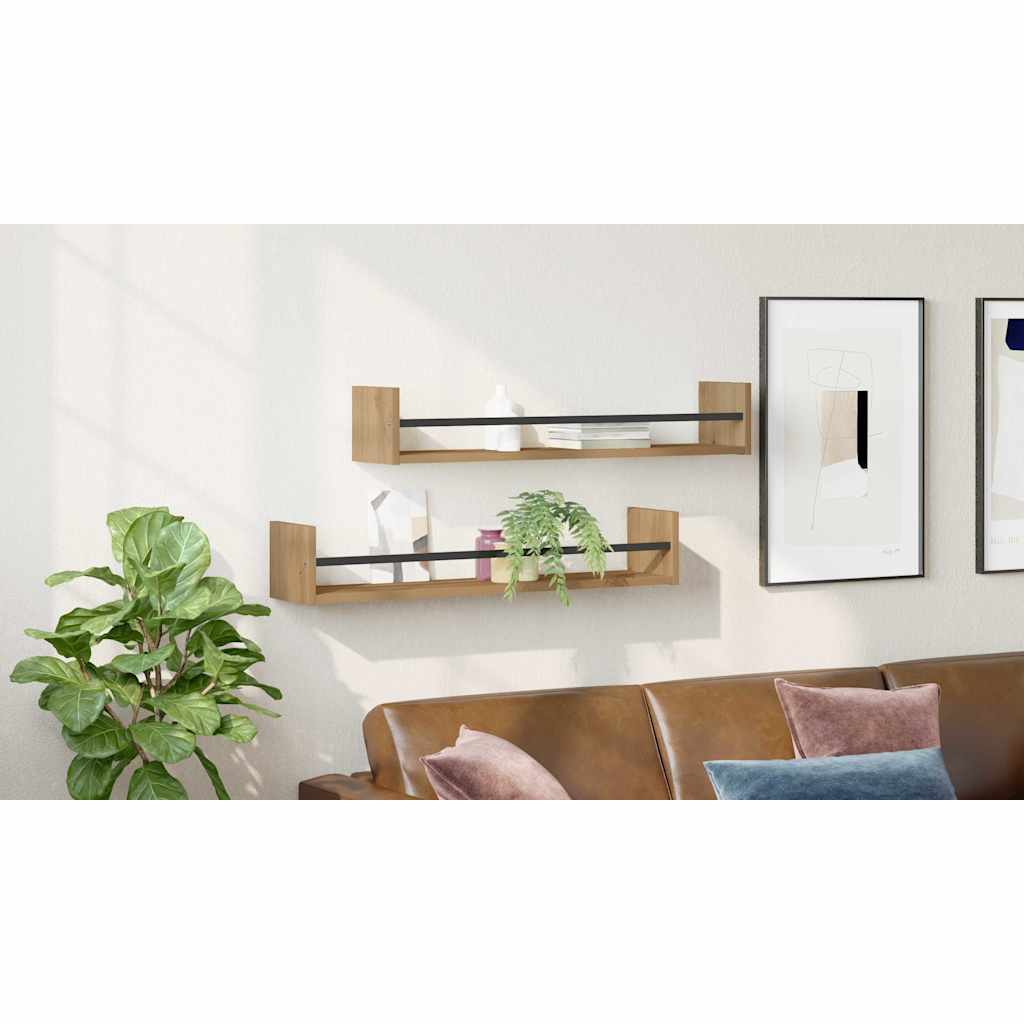 Wall Shelf Wall-mounted 2 pcs Artisan Oak 80 x 16 x 14 cm