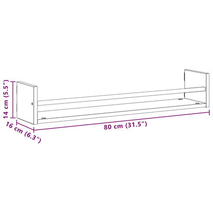 Wall Shelf Wall-mounted 2 pcs Artisan Oak 80 x 16 x 14 cm