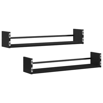 Wall Shelf Wall-mounted 2 pcs Black Oak 80 x 16 x 14 cm