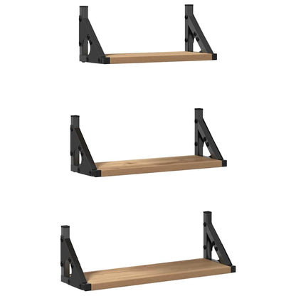 Wall Shelf Wall-mounted with Storage 3 pcs Smoke Oak