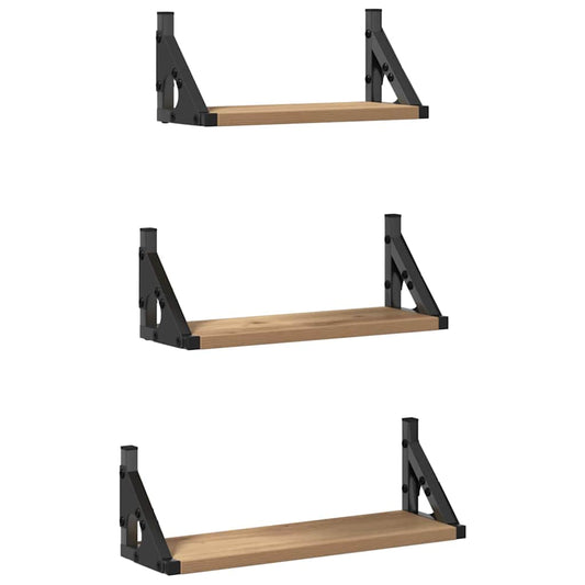 Wall Shelf Wall-mounted with Storage 3 pcs Smoke Oak