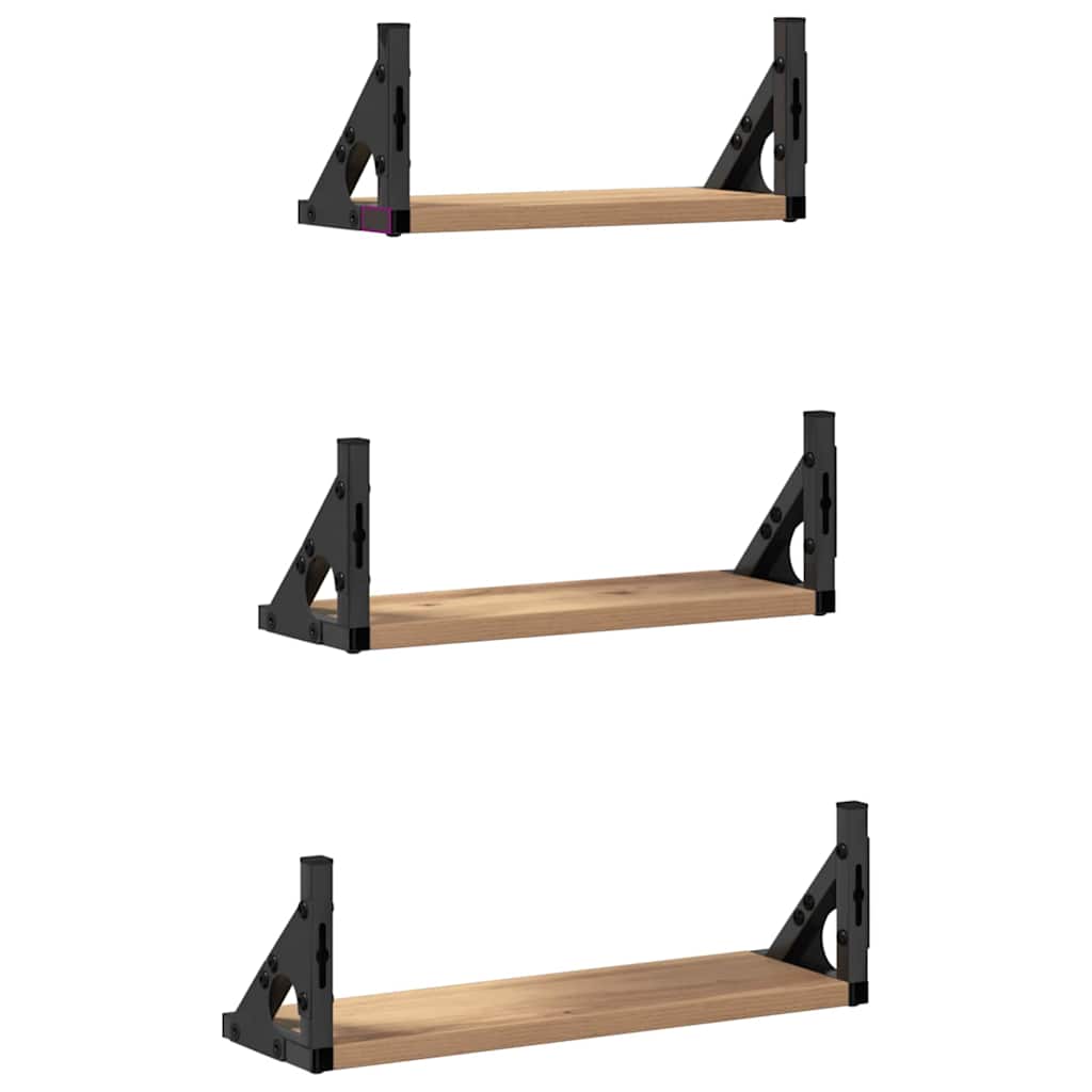 Wall Shelf Wall-mounted with Storage 3 pcs Smoke Oak