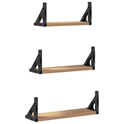 Wall Shelf Wall-mounted with Storage 3 pcs Smoke Oak