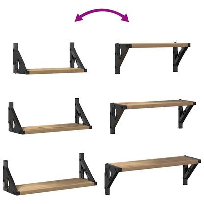 Wall Shelf Wall-mounted with Storage 3 pcs Smoke Oak