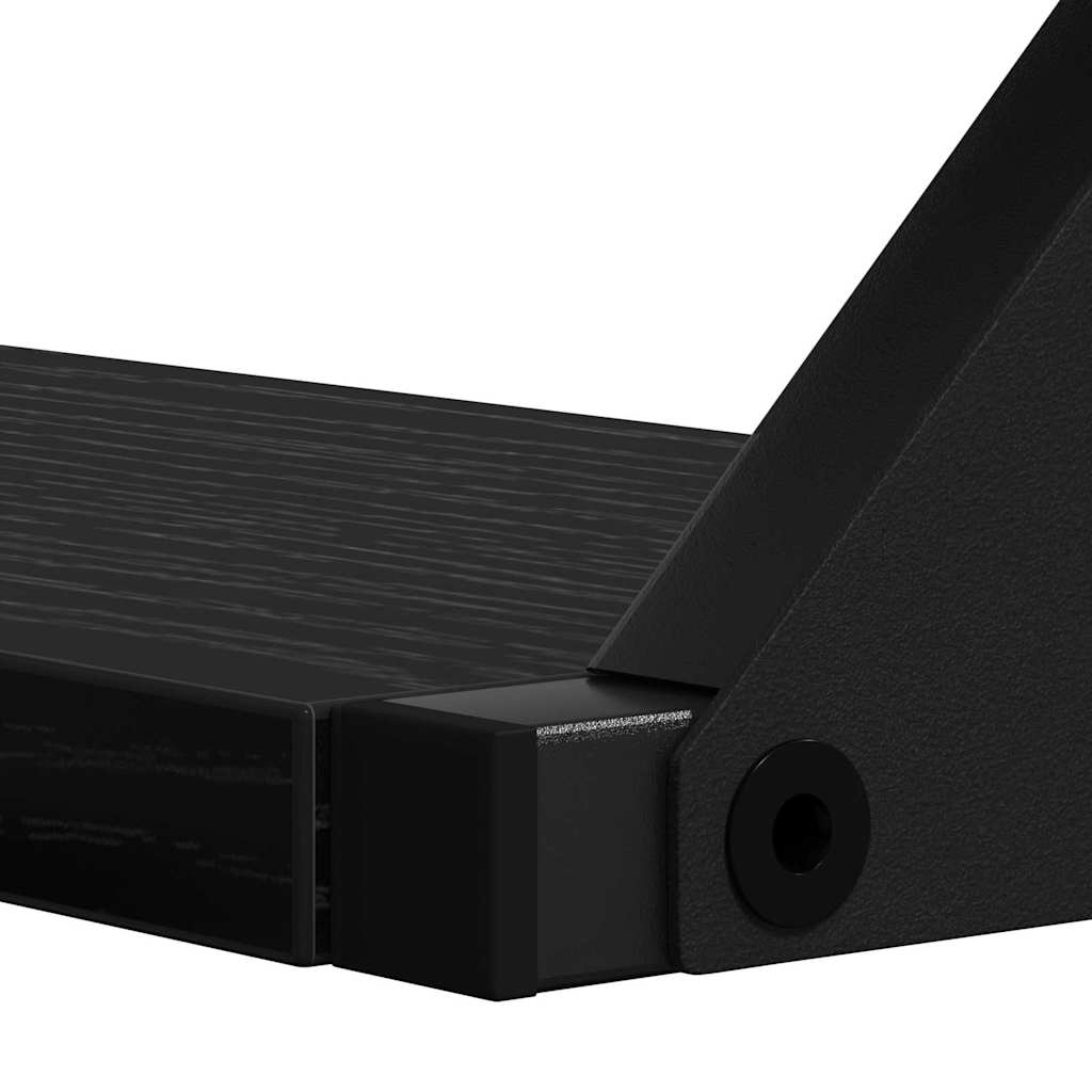 Wall Shelf Wall-mounted with Storage 3 pcs Black Oak