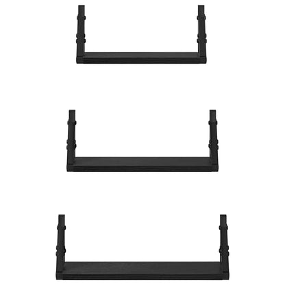 Wall Shelf Wall-mounted with Storage 3 pcs Black Oak