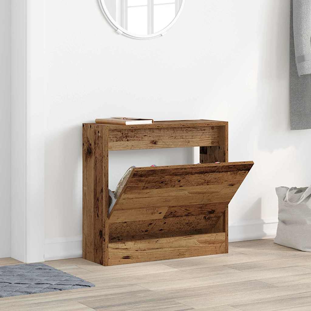 Shoe Cabinet with Door Old Wood 60 x 21 x 57 cm Engineered Wood