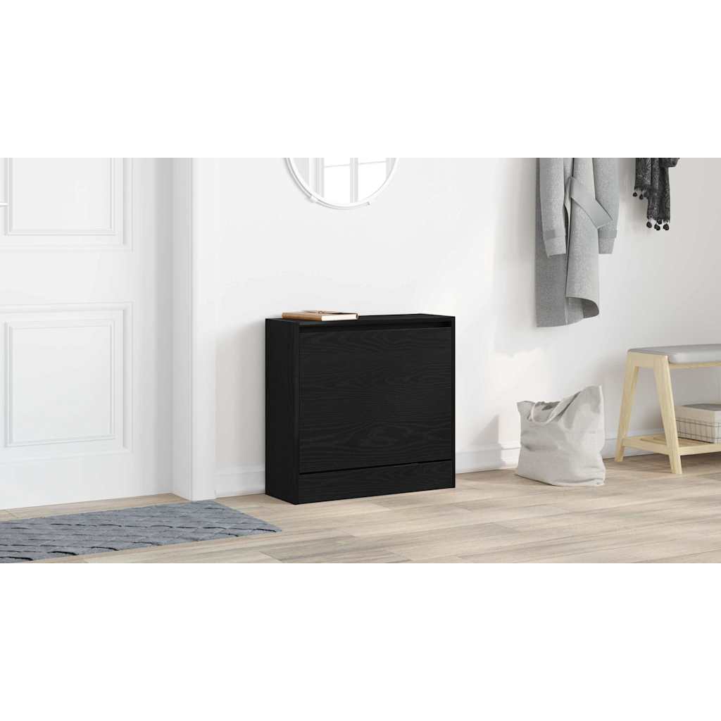 Shoe Cabinet Black Oak 60 x 21 x 57 cm Engineered Wood