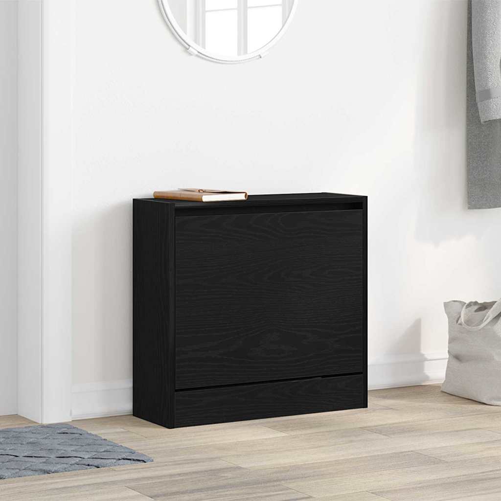 Shoe Cabinet Black Oak 60 x 21 x 57 cm Engineered Wood
