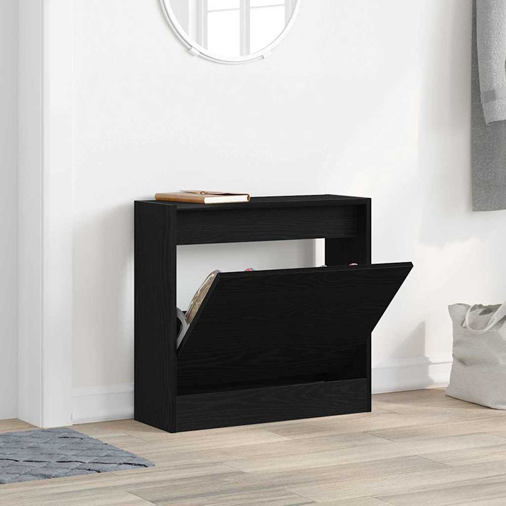 Shoe Cabinet Black Oak 60 x 21 x 57 cm Engineered Wood
