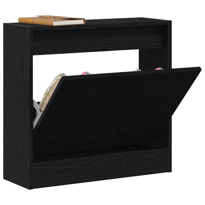 Shoe Cabinet Black Oak 60 x 21 x 57 cm Engineered Wood