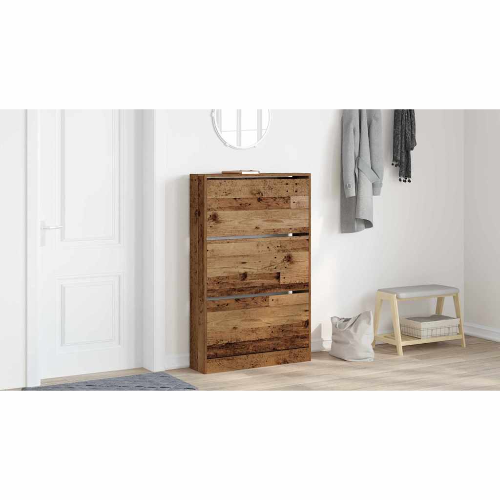 Shoe Cabinet Old Wood 80 x 21 x 125.5 cm Engineered Wood