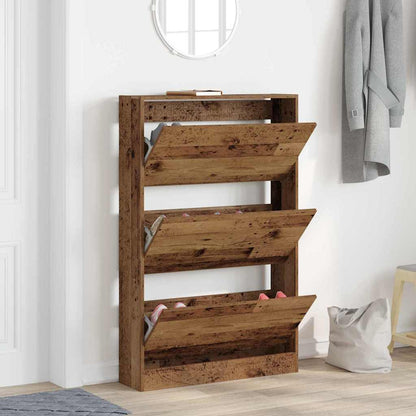 Shoe Cabinet Old Wood 80 x 21 x 125.5 cm Engineered Wood
