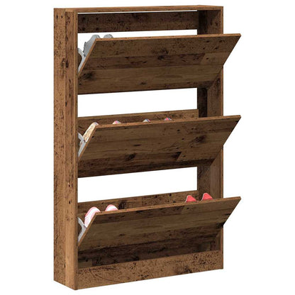 Shoe Cabinet Old Wood 80 x 21 x 125.5 cm Engineered Wood