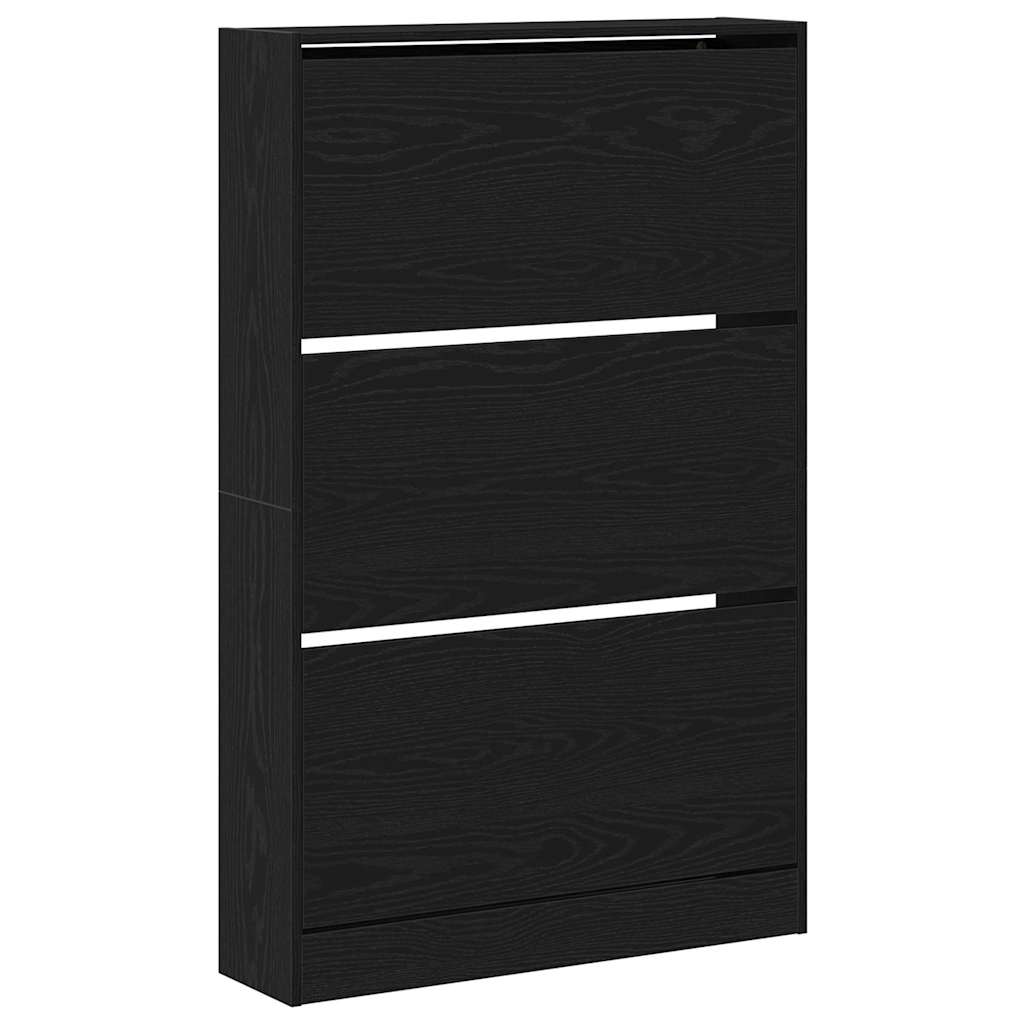 Shoe Cabinet Black Oak 80 x 21 x 125.5 cm Engineered Wood