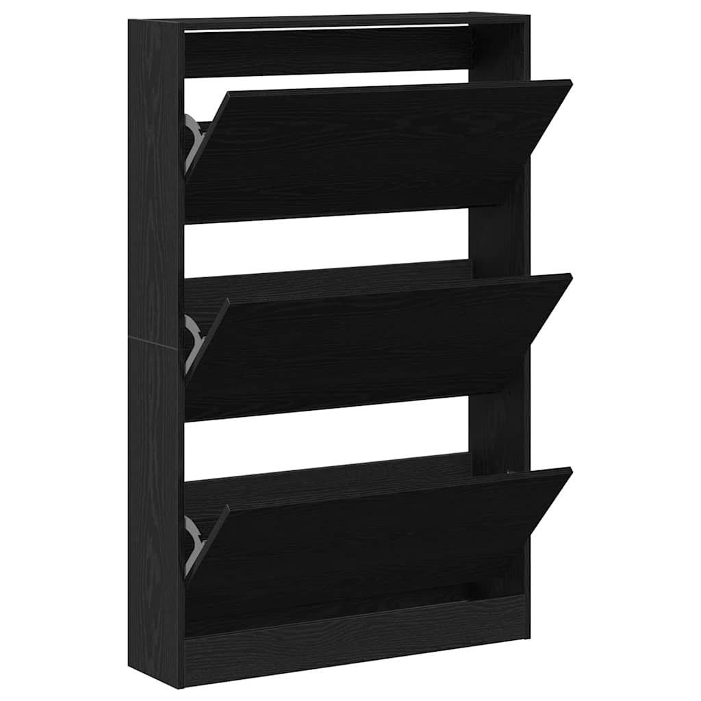 Shoe Cabinet Black Oak 80 x 21 x 125.5 cm Engineered Wood